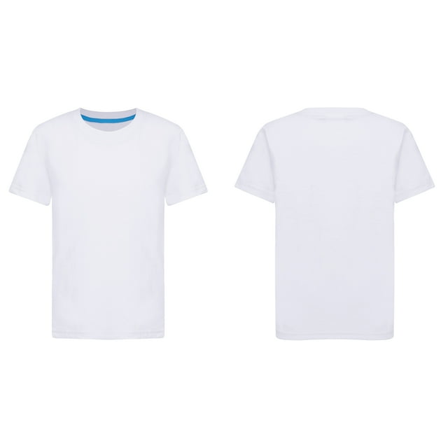 Ocealan Lot de 2 T-Shirts à Col Rond à Manches Courtes pour Garçons et Filles, Couleur Unie, Été, Décontracté, Coton, Hauts Tee 2-12 Ans Blanc 7-8