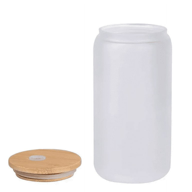 Case of 16/32/50pcs 16oz Glass Tumbler With Straw Beer Can Shaped Glasses  with Bamboo Lids and Straw - Glass Cups, Beer Glasses, Cute Tumbler Cup