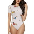 thumbnail image 2 of Goofa Dachshund Dog Puppy Printed Women Rash Guard Short Sleeve,Tummy control Swimsuit Surfing Swimsuit Bathing Suit One Piece Swimsuit UPF 50-, 2 of 9
