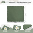 thumbnail image 2 of 12 Pack Olive Green Cloth Napkins Cotton Linen Napkins 16 x 16 Inch Green Napkin Cloth Handmade with Fringe Soft Napkin Cloths Washable Rustic Dinner Napkin Cloths for Wedding Party Dinner Table, 2 of 7