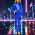 thumbnail image 2 of LIIPEE Girls Glitter Back Zipper Jumpsuit High Neck Long Sleeve Dance Performance Leotard 1-12 Years, 2 of 5