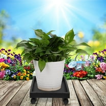 NICEXMAS Square Flower Pot Tray Outdoor Flower Pot Stand Garden Stands Platform Tray with Wheels Plant Black 29.00X29.00X9.50CM