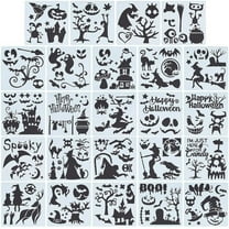 5.9 Inch 24 Styles Witches Stencils Reusable Painting Stencil Plastic Drawing Templates DIY Decorative Pumpkins Ghosts Bats Black Cat Template Crafts