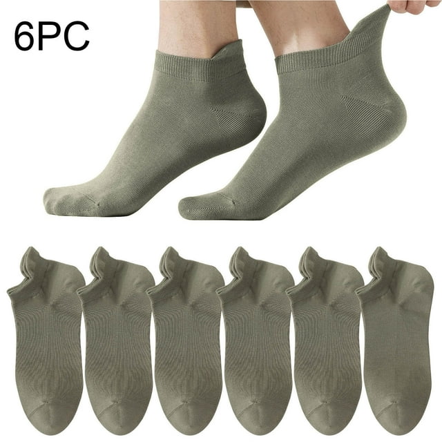 ylioge 6 Pack Mens Ankle Socks Lightweight Solid Breathable Multipack Non-Slip Low Cut Sock