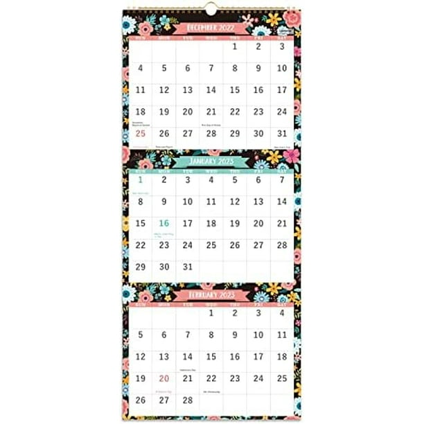 2023 Calendar - 3 Month Display Wall Calendar (Folded in one Month), 11.3