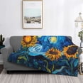thumbnail image 2 of Fotbe Starry Night Sunflower Field Manta de Franela con Estampado, Manta Ultrasuave para Cama, Sofá, Auto, Hipoalergénica y Antibolitas-80"x60", 2 of 6