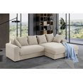 thumbnail image 3 of 3-Piece Corduroy Sectional Sofa with 6 Pillows and 2 Armrests Modern L-Shaped Sofa Couch with Plastic Legs for Living Room & Apartment, Beige, 3 of 7