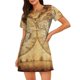 thumbnail image 1 of Balery Vintage Map Of The World Camisón de manga corta con cuello redondo para mujer, cómodo y elegante., 1 of 6