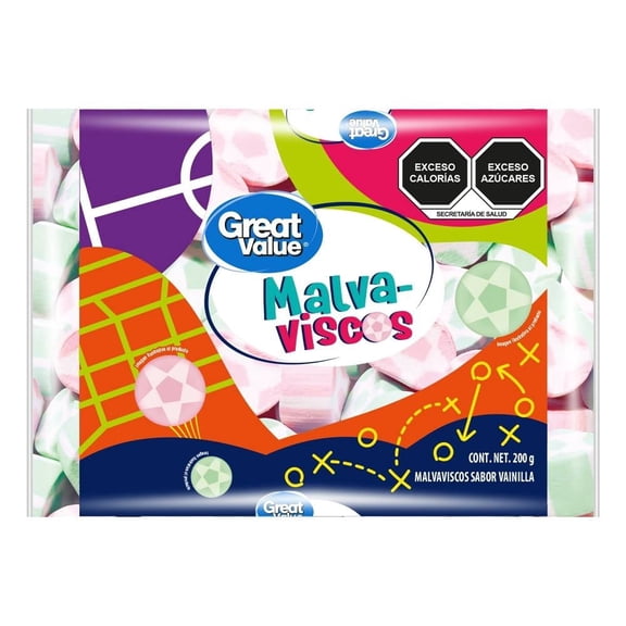 Malvaviscos Great Value en forma de balón sabor vainilla 200 g