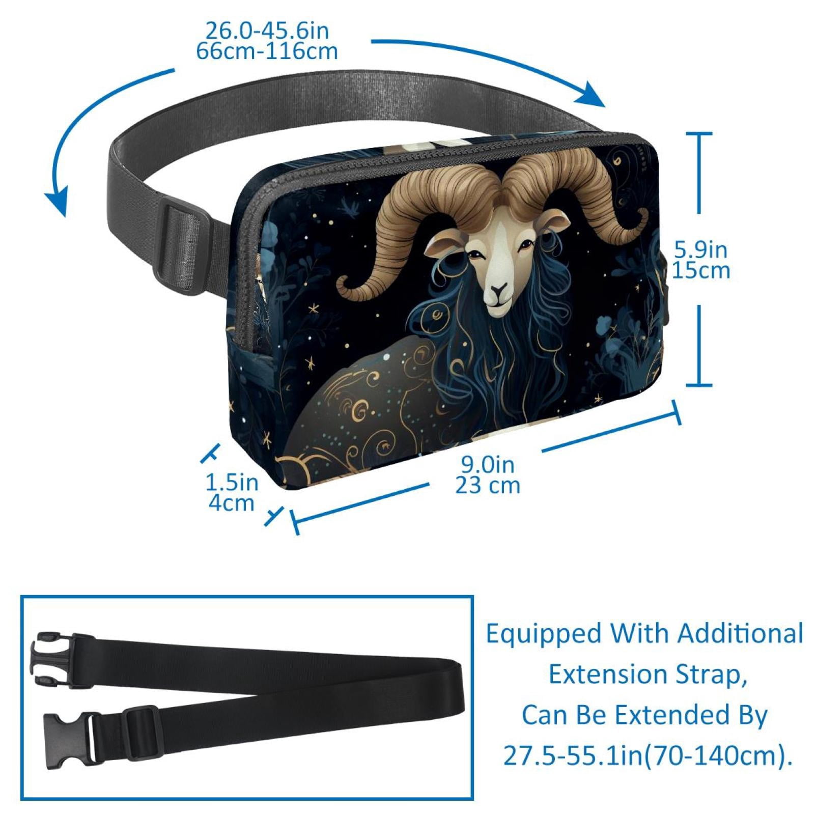 Aries Lightweight Adjustable Waist Bag with Extension Strap - Unisex Fanny Pack