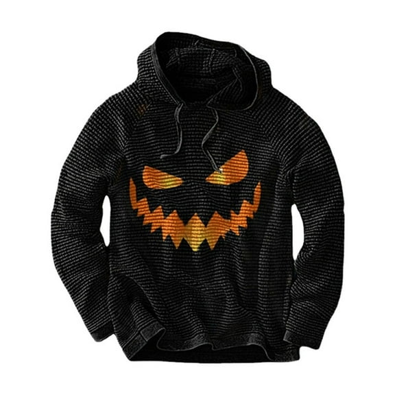 Yuncity Men's Halloween Hoodies Hallowmas Themedr Pumpkin Print Christmas Long Sleeve Comfortable Casual Hoodie For Men L