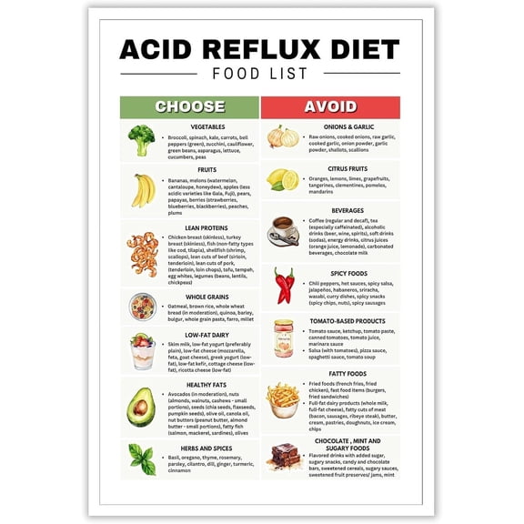 Acid Reflux Grocery List Gerd Diet Low Food for Gut Health Eating Chart Nutrition Posters Stomach Cancer Gastritis Heart Burn Meal Planning