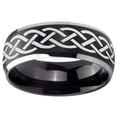 thumbnail image 2 of Tungsten Celtic Knot 8mm Brushed Black 2 Tone Dome Polished Edges Men Ring, 2 of 2