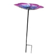 thumbnail image 2 of Lypsnake Outside Metal Flower Design Bird Baths With Stake, Gradient Color Glass Bowl Outdoor Garden Decor with Sturdy Metal Stake, Bird Feeder for Yard Patio Lawn Backyard Ornament & Garden Gift, 2 of 6