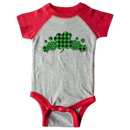 

Inktastic St. Patrick s Day Clovers in Plaid Gift Baby Boy or Baby Girl Bodysuit