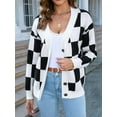 thumbnail image 2 of Women Fall Button Down Long Sleeve Cardigan Open Front Ribbed Knit Oversized Cardigan Sweaters Black XL, 2 of 7