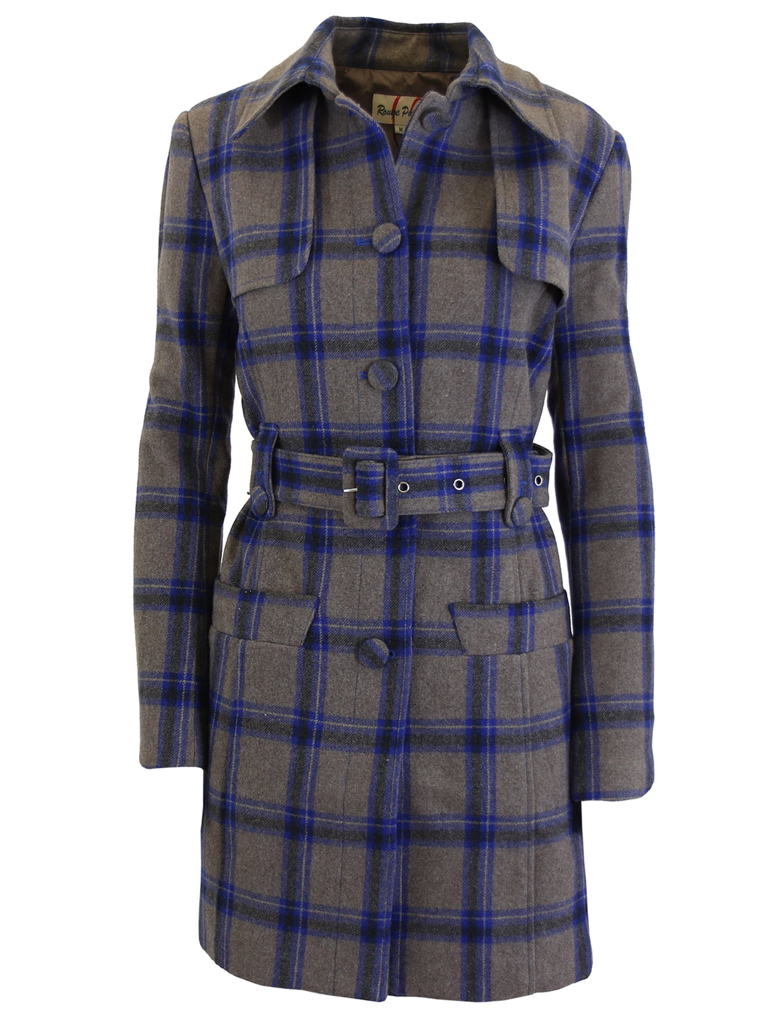 Women?s Wool Plaid Trench Coat Jacket With Belt - SLIM-FIT DESIGN ...