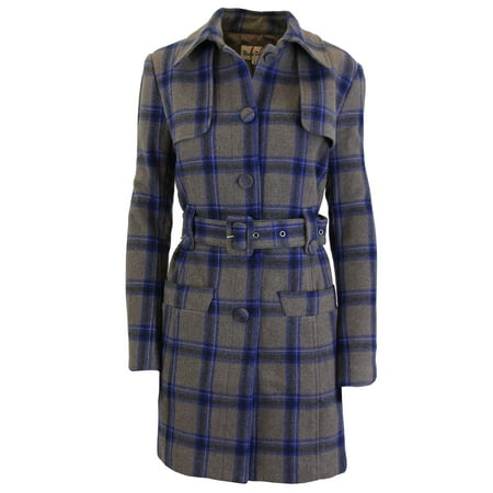 Women’s Wool Plaid Trench Coat Jacket With Belt - SLIM-FIT (Best Jacket For Everest)