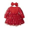 thumbnail image 4 of 3M-3T Toddler Baby Girl Christmas Dress Long Sleeve Snowflake Prints Princess Tutu Long Dresses + Headband, 4 of 10