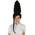 thumbnail image 2 of HPO | Adult Women's American Rapper Queen 90s Black Curly Updo Wig | Breathable Capless Cap, 2 of 9