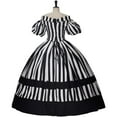 thumbnail image 5 of Queen Marie Antoinette Rococo Ball Gown Gothic Victorian Black and White Stripe Dress, 5 of 7