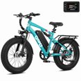 thumbnail image 3 of Qlife Racer Fat Tire 2.0 Electric Bike For Adults,Max 28MPH Mountain Ebike with 750W Brushless Motor, 20x4.0" Tire Step Over E-MTB,48V 15.6Ah Removable Battery,Light Blue with Fender&Rear Rack, 3 of 7