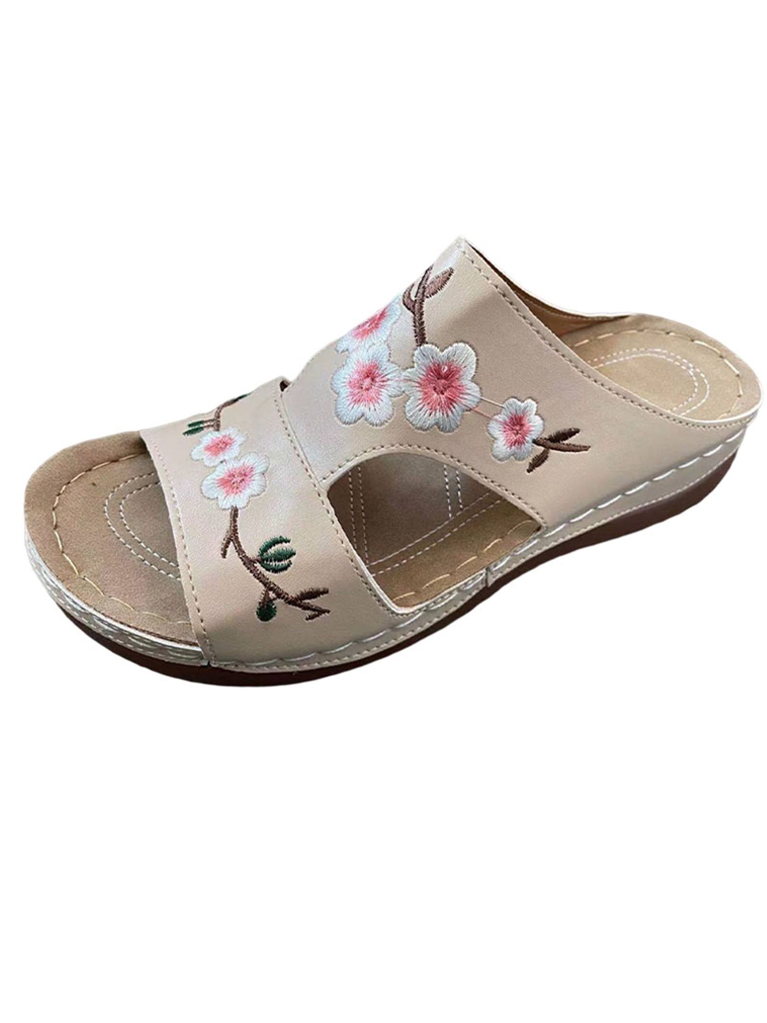 AMaVo - Avamo Womens Sandals Indoor and Outdoor Beach Slippers Embroidery Wedge Shoes - Walmart 
