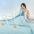 thumbnail image 6 of Qocolhg Solid Color Conditioning Quilt, Lightweight Summer Comforter Cooling Blanket for All Season Use, Machine Washable, Bedding Soft Coverlet Cooling Quilts for Hot Sleepers, 39x59 inch, Blue, 6 of 6