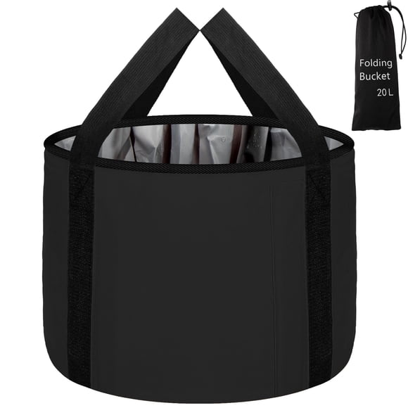 JSVSLTD Lavabo para pies, cubo plegable de 20 litros, cubo portátil para remojar pies, cubo para remojar pies para viajes al aire libre, camping, pesca (negro)