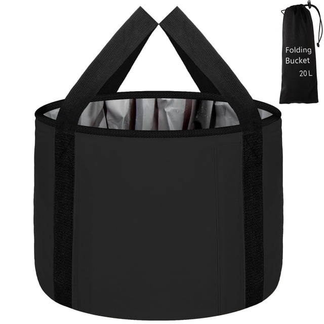 JSVSLTD Lavabo para pies, cubo plegable de 20 litros, cubo portátil para remojar pies, cubo para remojar pies para viajes al aire libre, camping, pesca (negro)