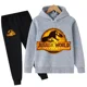 thumbnail image 4 of Conjunto de 2 piezas de sudadera y pantalón con estampado de dibujos animados de dinosaurios de Jurassic World para niños y niñas, moda de otoño y primavera, 4 of 5