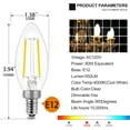 thumbnail image 2 of Energetic Dimmable E12 LED Classic Candelabra Clear Light Bulb, Equivalent 60W, 550 lumens, Cool White 4000K, Filament Clear Glass Candelabra B11 Bulb, Pack of 8, 2 of 6