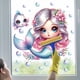 thumbnail image 1 of Adhesivos de pared con bonitos dibujos animados de sirenas rosas con peces y flores, 1 of 4