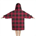 thumbnail image 2 of Red Black Plaid Checkered Pattern Blanket Hoodies for Kids 6-13YR Oversize Wearable Blanket Hoodies for Boys Girls Teens, 2 of 7