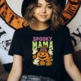 thumbnail image 3 of Spooky Mama Graphic T-Shirt Pumpkin Ghost Retro Funny Mom Tee, Black, Size M, 3 of 6