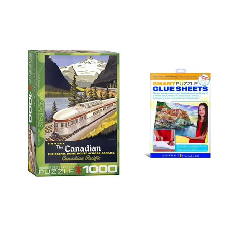 Bundle of 2 |EuroGraphics CP Rail The Canadian 1000-Piece Puzzle + Smart Puzzle Glue Sheets
