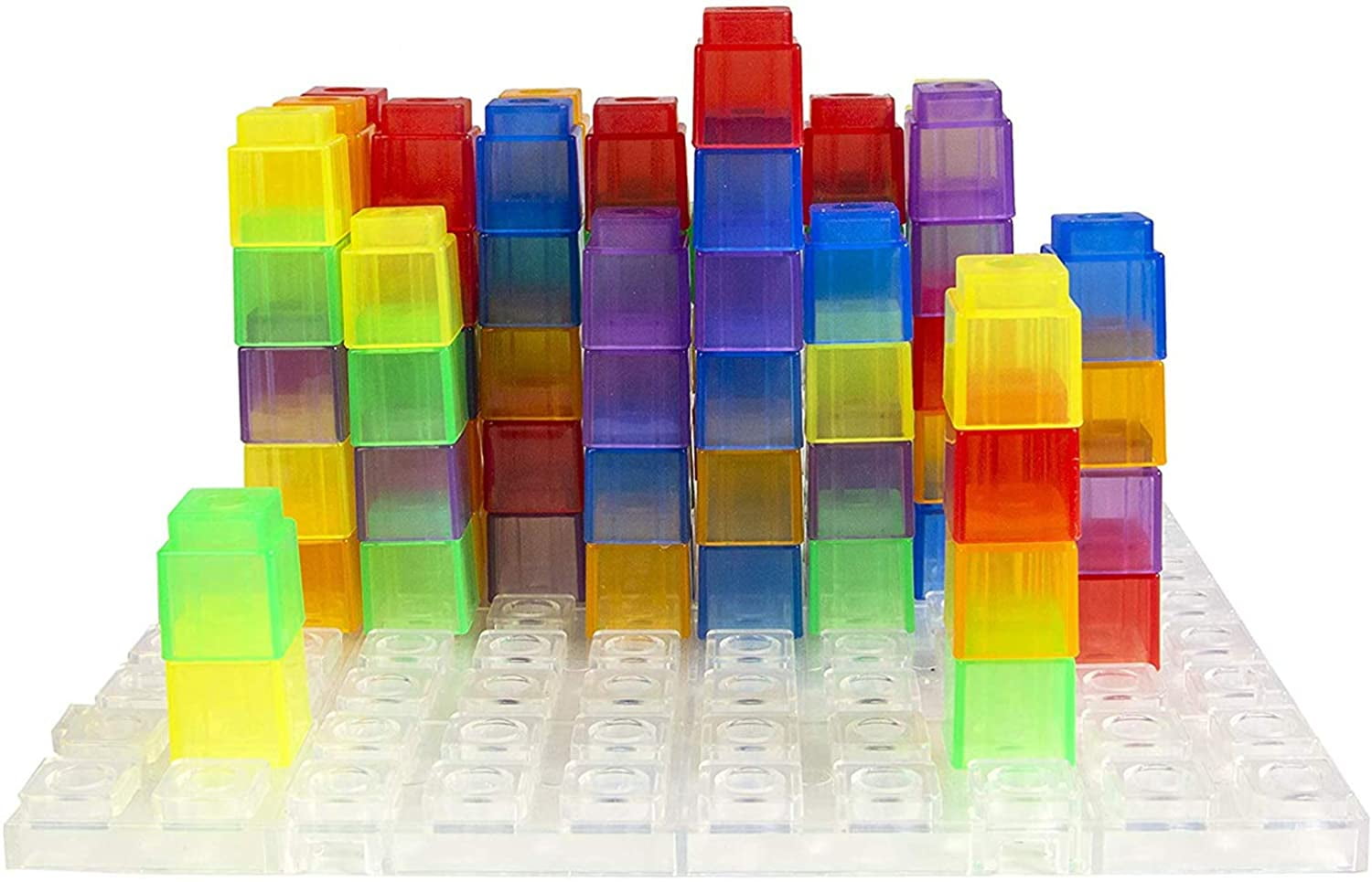 Think Fast Toys Translucent Counting Sorting Cubes with Stacking Board ...