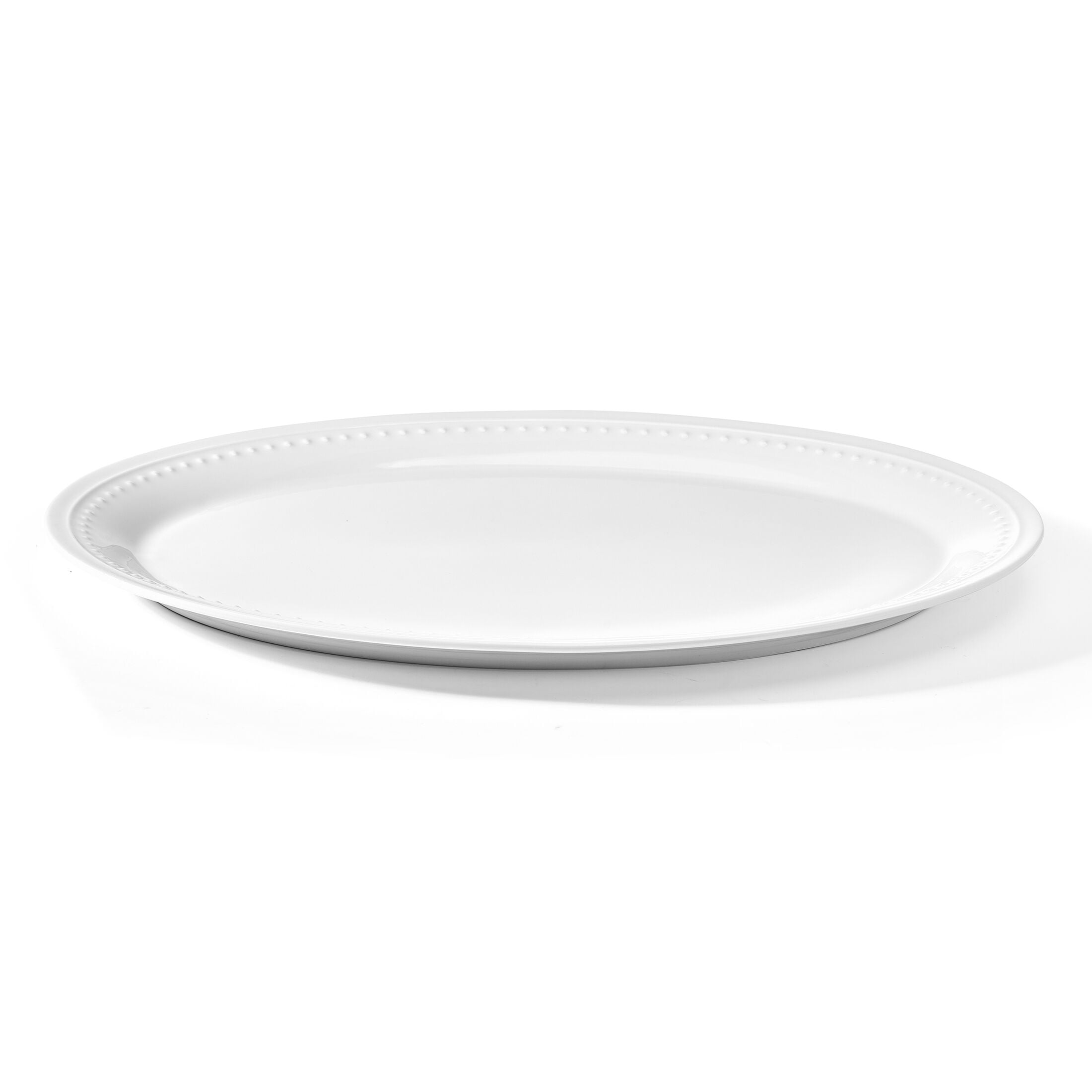 Fitz and Floyd 16-inch Nevaeh White Bone China Classic Bead Oval Serving Platter