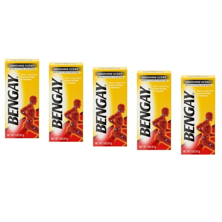 5 Pack Bengay Vanishing Scent Non-Greasy Pain Relief Gel, 2 Oz each
