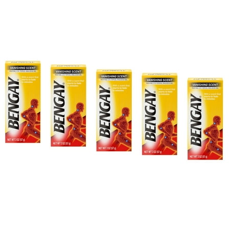 5 Pack Bengay Vanishing Scent Non-Greasy Pain Relief Gel, 2 Oz each