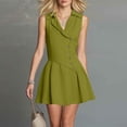 thumbnail image 2 of DYTTDG Women's Sleeveless V-Neck Button-Front Mini Dress | Notch Collar A-Line Casual Work Dress, Summer Dress for Office, 2 of 7