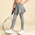 thumbnail image 6 of Girls' Skirted Leggings Active Workout Skorts with Attached Full Length Pants Elastic Waist Tennis Dance Gymnastics Athletic Stretch Tights Casual School Play, 6 of 7