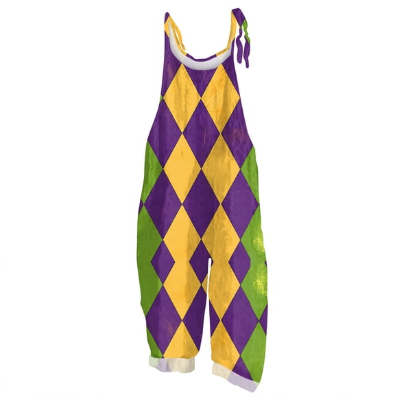 Fgvctg Mardi Gras Women's Overalls Wide Leg Pant Adjustable Overall Mask Print Sleeveless Carnival Party Spaghetti Straps Jumpsuits Rompers Bib Overalls Oversized Sprimg Pant With Pockets Yellow XXL