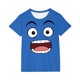 thumbnail image 2 of Blusas y camisas de manga corta con cuello redondo para niños y niñas, color liso, con estampado de expresión linda, manga corta, holgadas y cómodas, blusa para niña, 2 of 6