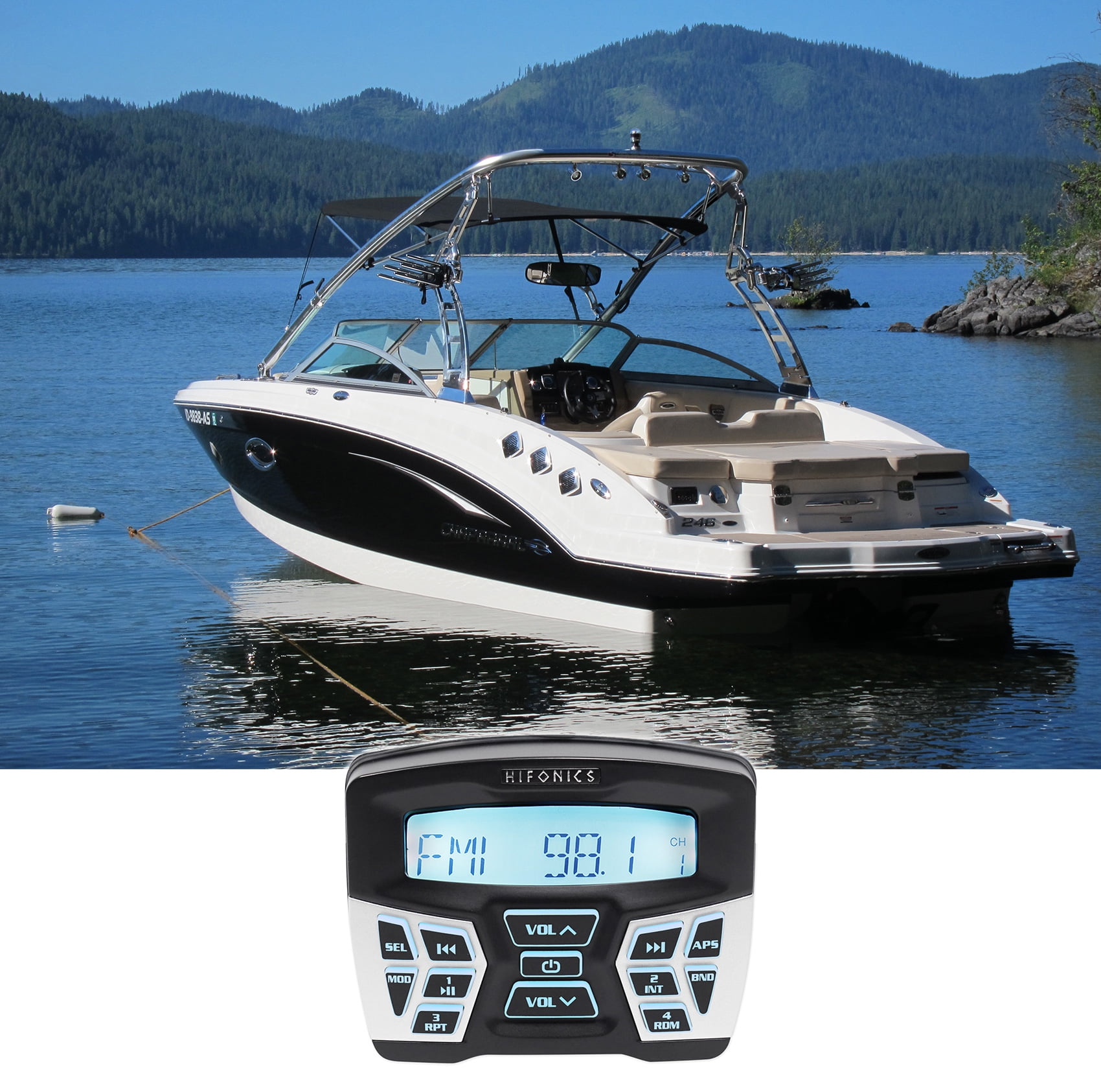 Hifonics TPSMR1 Marine Gauge Hole Mount Bluetooth Receiver Radio