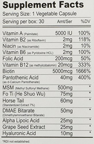 Purvana MAX BY Wellgenix 5000mcg Biotin, 30 Vegetable Capsules