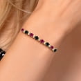 thumbnail image 4 of Gem Stone King 925 Silver and 10K Yellow Gold Red Created Ruby and Black Onyx Bracelet for Women | 1.88 Cttw | Gemstone July Birthstone | Round 4MM | Adjustable up to 9 inch, 4 of 6