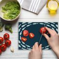 thumbnail image 4 of Navy Blue Cutting Board, Ocean Aqua Navy Themed Fish Swimming in a Circle Print, Decorative Tempered Glass Cutting and Serving Board, Small Size, Navy Blue and White, by Ambesonne, 4 of 5
