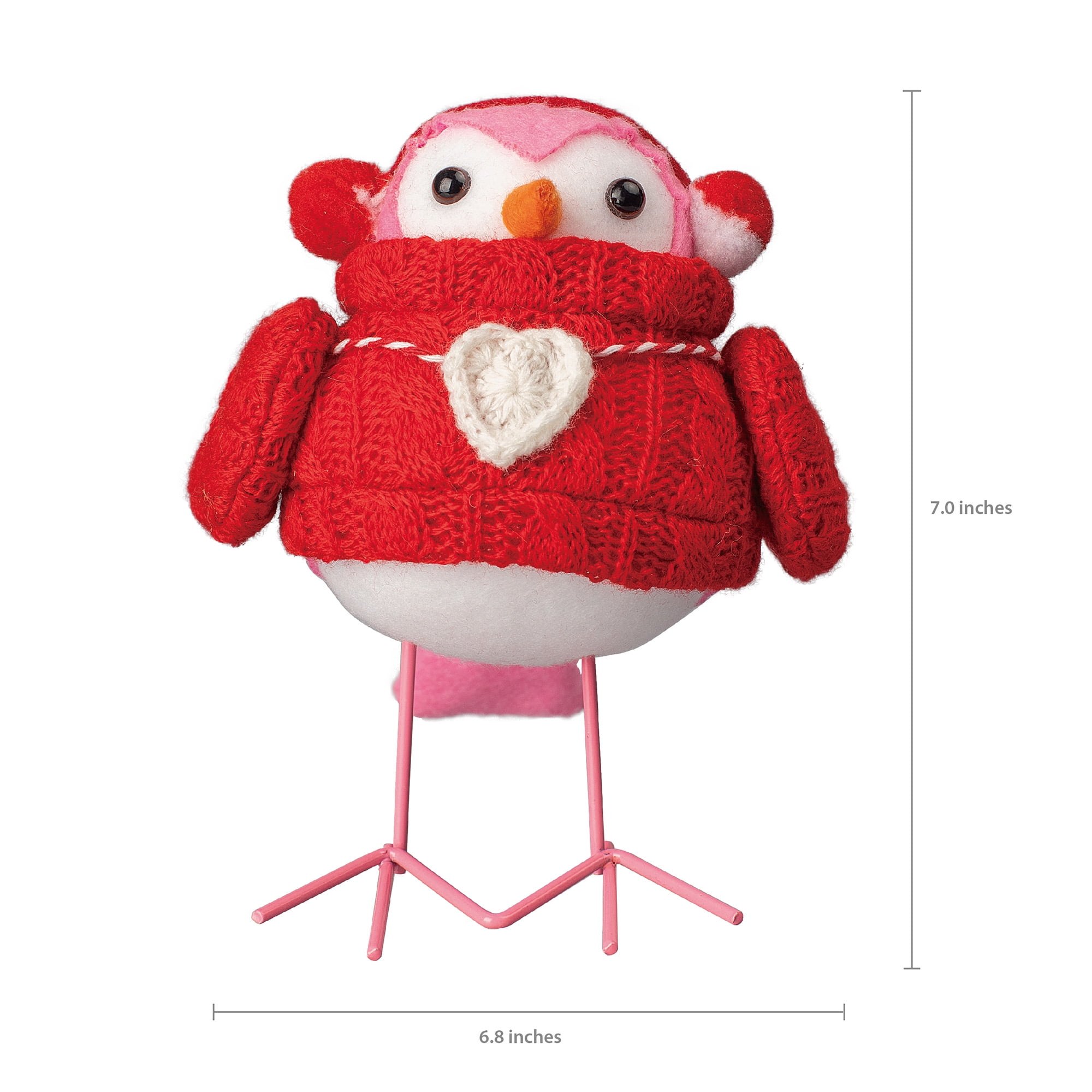 Way To Celebrate Valentine's Day Fabric Bird with Red Coat ...