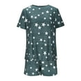 thumbnail image 3 of HUJlwoi Pajama Sets for Women 2 Piece Lightheight Print Crew Neck Short Sleeve Top Shorts Pj Set Trendy Comfy Sleepwear XS-XL, 3 of 6